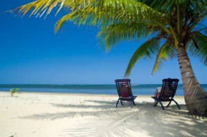 Relaxing on remote beach