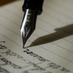 fountain pen writing a note