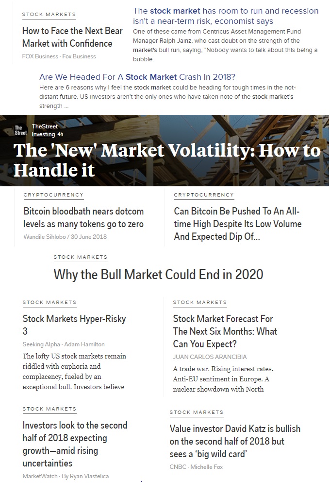 a collection of financial headlines