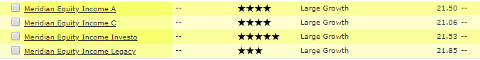 meridian equity morningstar ratings