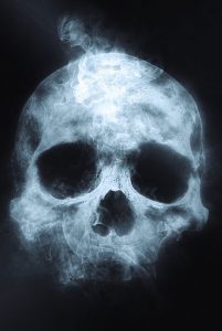 creepy skull on black background